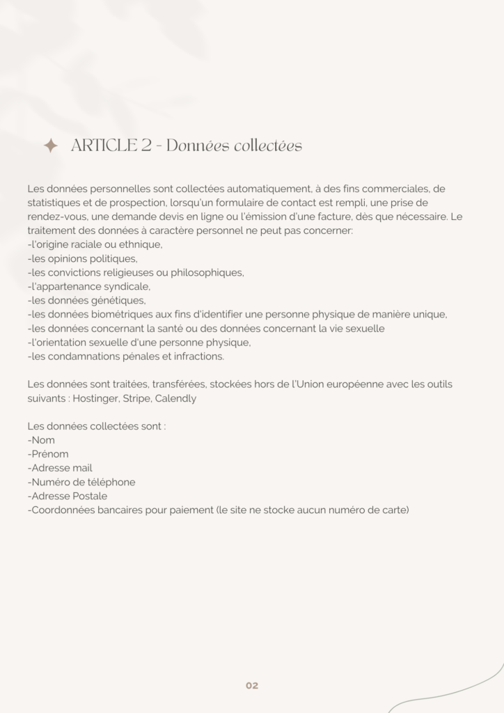 Politique de confidentialité Page 2