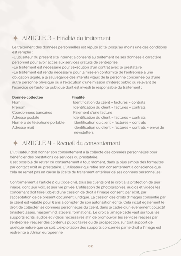 Politique de confidentialité Page 3