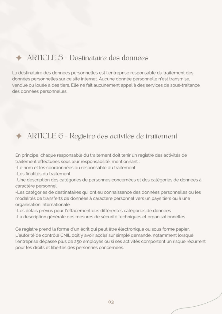 Politique de confidentialité Page 4
