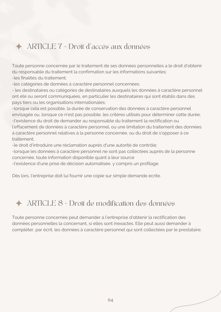 Politique de confidentialité Page 5