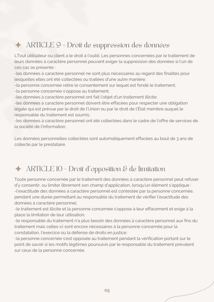 Politique de confidentialité Page 6