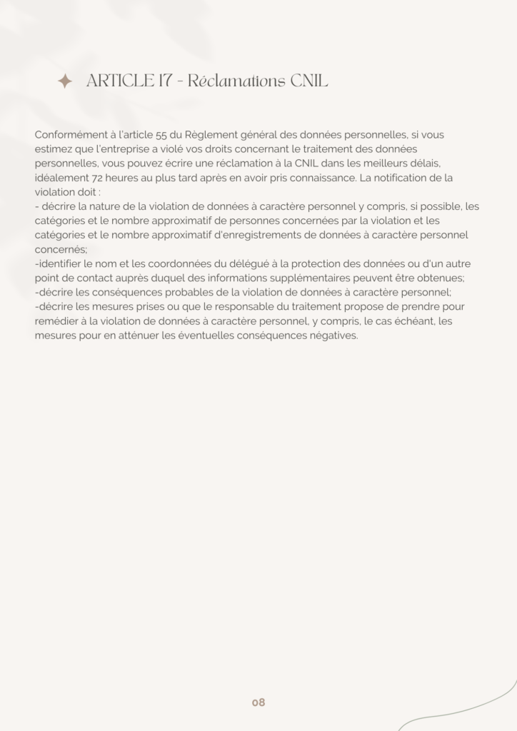 Politique de confidentialité Page 9