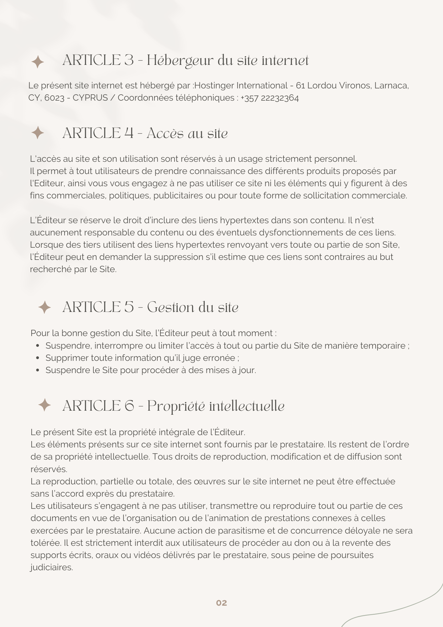 Mentions légales page 2