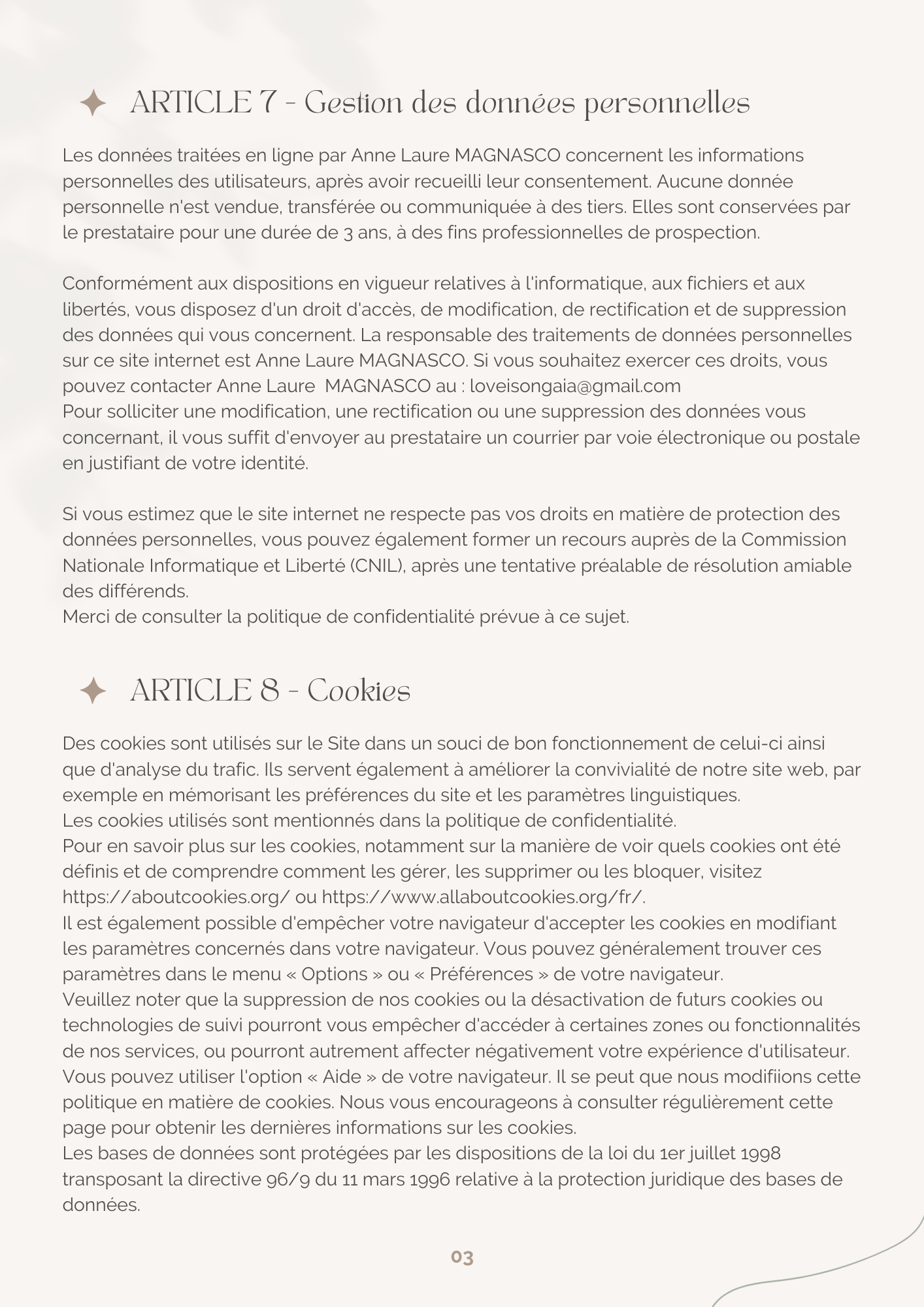 Mentions légales page 3